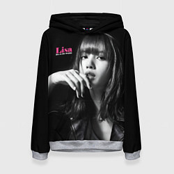 Толстовка-худи женская Blackpink Lisa in leather jacket, цвет: 3D-меланж