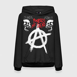 Толстовка-худи женская Punks not dead - анархия, цвет: 3D-черный