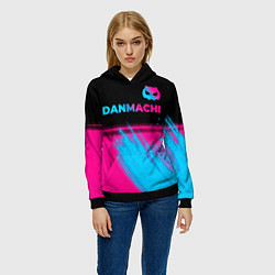 Толстовка-худи женская DanMachi - neon gradient: символ сверху, цвет: 3D-черный — фото 2