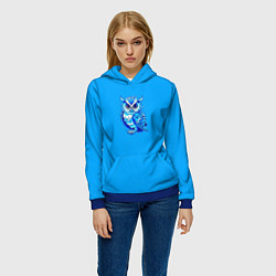 Толстовка-худи женская Мультяшная сова голубой, цвет: 3D-синий — фото 2