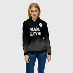 Толстовка-худи женская Black Clover glitch на темном фоне: символ сверху, цвет: 3D-черный — фото 2
