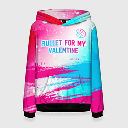 Толстовка-худи женская Bullet For My Valentine neon gradient style: симво, цвет: 3D-черный