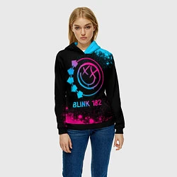 Толстовка-худи женская Blink 182 - neon gradient, цвет: 3D-черный — фото 2