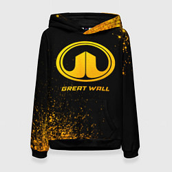 Толстовка-худи женская Great Wall - gold gradient, цвет: 3D-черный