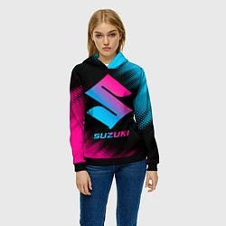 Толстовка-худи женская Suzuki - neon gradient, цвет: 3D-черный — фото 2