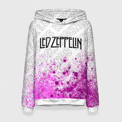 Толстовка-худи женская Led Zeppelin rock legends: символ сверху, цвет: 3D-белый