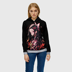 Толстовка-худи женская Незуко комадо из клинка, цвет: 3D-меланж — фото 2