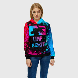 Толстовка-худи женская Limp Bizkit - neon gradient, цвет: 3D-черный — фото 2