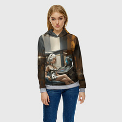 Толстовка-худи женская Девушка оператор, цвет: 3D-меланж — фото 2