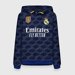 Толстовка-худи женская ФК Реал Мадрид форма 2324 гостевая, цвет: 3D-синий
