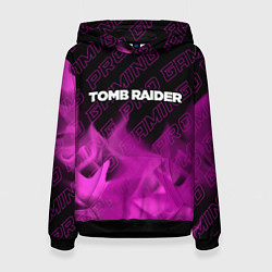 Толстовка-худи женская Tomb Raider pro gaming: символ сверху, цвет: 3D-черный