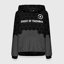 Толстовка-худи женская Ghost of Tsushima glitch на темном фоне: символ св, цвет: 3D-черный