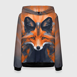Толстовка-худи женская Нарисованная огненная лиса, цвет: 3D-черный