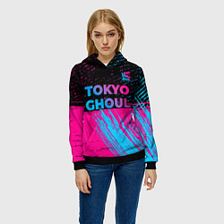 Толстовка-худи женская Tokyo Ghoul - neon gradient: символ сверху, цвет: 3D-черный — фото 2