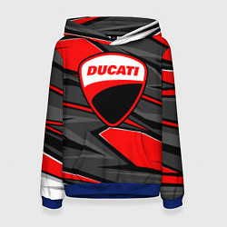 Толстовка-худи женская Ducati - red stripes, цвет: 3D-синий