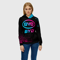 Толстовка-худи женская BYD - neon gradient, цвет: 3D-черный — фото 2