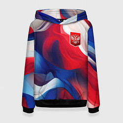 Толстовка-худи женская Красный герб России, цвет: 3D-черный