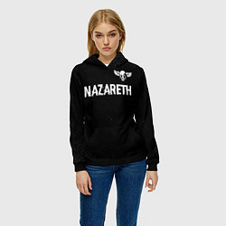 Толстовка-худи женская Nazareth glitch на темном фоне: символ сверху, цвет: 3D-черный — фото 2