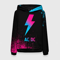 Толстовка-худи женская AC DC - neon gradient, цвет: 3D-черный