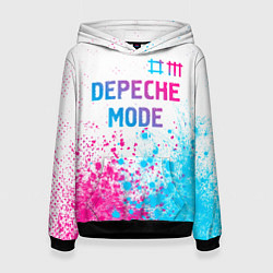 Толстовка-худи женская Depeche Mode neon gradient style: символ сверху, цвет: 3D-черный