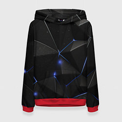 Толстовка-худи женская Black geometry texture, цвет: 3D-красный