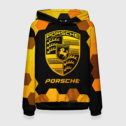 Толстовка-худи женская Porsche - gold gradient, цвет: 3D-черный