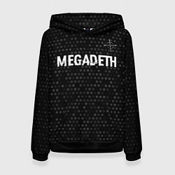 Толстовка-худи женская Megadeth glitch на темном фоне: символ сверху, цвет: 3D-черный