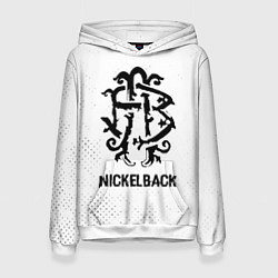 Толстовка-худи женская Nickelback glitch на светлом фоне, цвет: 3D-белый