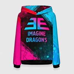 Толстовка-худи женская Imagine Dragons - neon gradient, цвет: 3D-черный