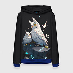 Толстовка-худи женская Филины и магия, цвет: 3D-синий