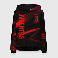 Толстовка-худи женская Juventus black red logo, цвет: 3D-черный