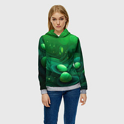 Толстовка-худи женская Зеленые выпуклые шары текстура, цвет: 3D-меланж — фото 2