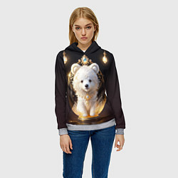 Толстовка-худи женская Белый медвежонок с фонариками, цвет: 3D-меланж — фото 2