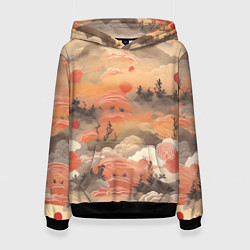 Толстовка-худи женская Japen pattern, цвет: 3D-черный