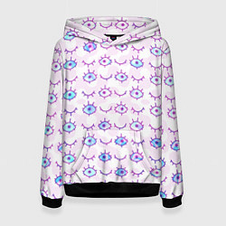 Толстовка-худи женская Multiple eyes, цвет: 3D-черный