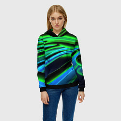 Толстовка-худи женская Green black abstract, цвет: 3D-черный — фото 2