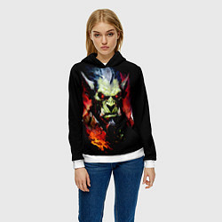 Толстовка-худи женская Орк в огне, цвет: 3D-белый — фото 2