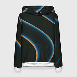 Толстовка-худи женская Абстрактные волны арт, цвет: 3D-белый