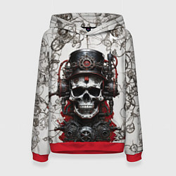 Толстовка-худи женская Скелет в стиле стимпанк, цвет: 3D-красный