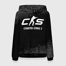 Толстовка-худи женская Counter-Strike 2 glitch на темном фоне, цвет: 3D-черный