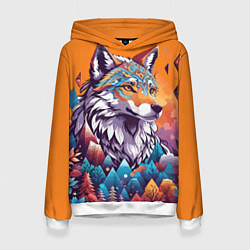 Толстовка-худи женская Рыжая лисичка - тотемное животное, цвет: 3D-белый