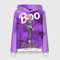 Толстовка-худи женская Барби в костюме скелета: паутина и фиолетовый дым, цвет: 3D-белый
