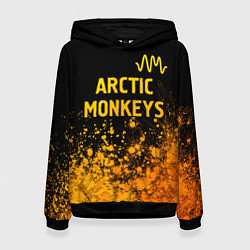 Толстовка-худи женская Arctic Monkeys - gold gradient: символ сверху, цвет: 3D-черный