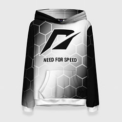 Толстовка-худи женская Need for Speed glitch на светлом фоне, цвет: 3D-белый