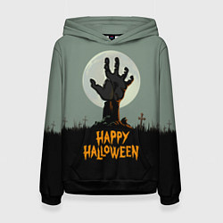 Толстовка-худи женская Halloween - рука мертвеца, цвет: 3D-черный