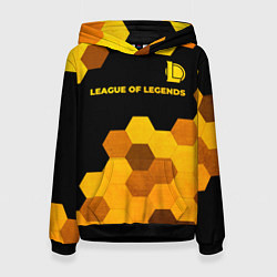 Толстовка-худи женская League of Legends - gold gradient: символ сверху, цвет: 3D-черный