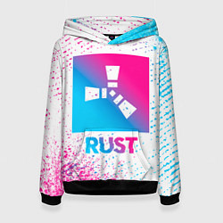 Толстовка-худи женская Rust neon gradient style, цвет: 3D-черный