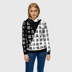 Толстовка-худи женская Сто иероглифов, цвет: 3D-черный — фото 2