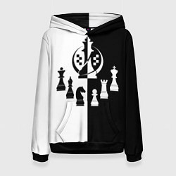 Толстовка-худи женская Шахматист гроссмейстер, цвет: 3D-черный