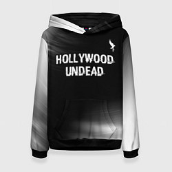 Толстовка-худи женская Hollywood Undead glitch на темном фоне посередине, цвет: 3D-черный
